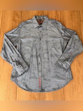 Robert Graham Abbey Oak Gray Camo Shirt XL